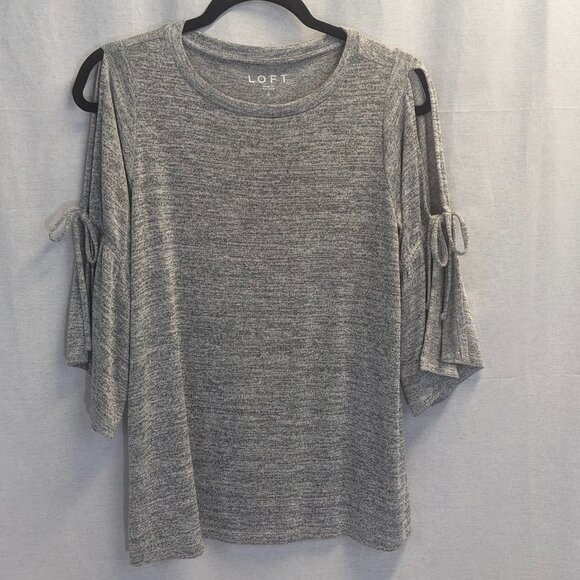 Loft Size Small (Oversized) Gray Cold Shoulder Sweater - Picture 1 of 13
